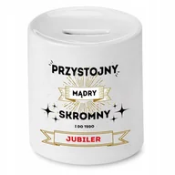 Skarbonki - Skarbonka Dla Emerytki na Urodziny na Prezent z Nadrukiem ze Zdjęciem + Opakowanie na prezent (wzór 03) - miniaturka - grafika 1