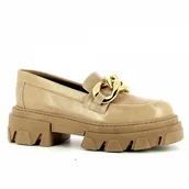 Mokasyny damskie - Beżowe mokasyny damskie na grubej podeszwie CARINII - Carinii - miniaturka - grafika 1
