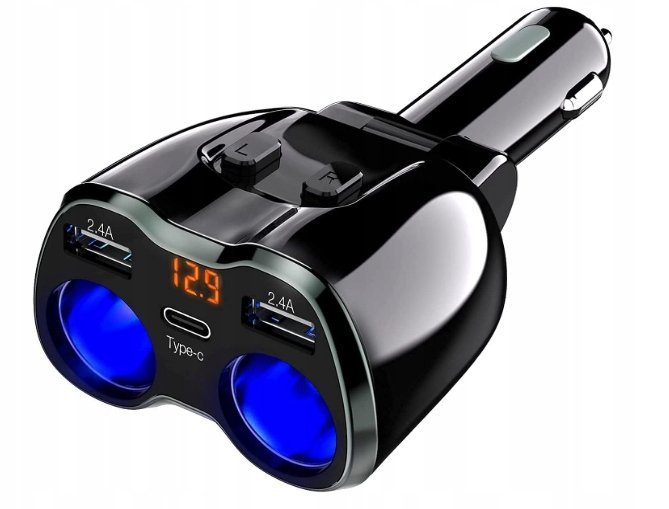 Ładowarka samochodowa USB C z 2 gniazdami i wskaźnikiem LED