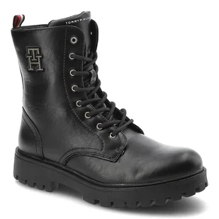 Czarne Botki Tommy Hilfiger Modne Wygodne Buty Damskie - Botki damskie - miniaturka - grafika 1