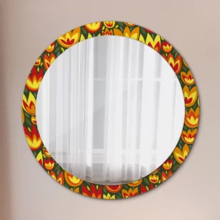 Lustro dekoracyjne okrągłe Tulipany retro - Lustra - miniaturka - grafika 1