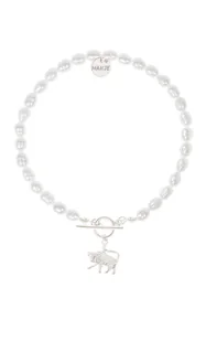 Bransoletka z pereł ze srebrnym znakiem zodiaku Byk - Bransoletki - miniaturka - grafika 1