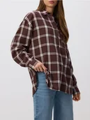 Koszule damskie - Reserved - Bawełniana koszula w kratę - ciemnobrązowy - miniaturka - grafika 1