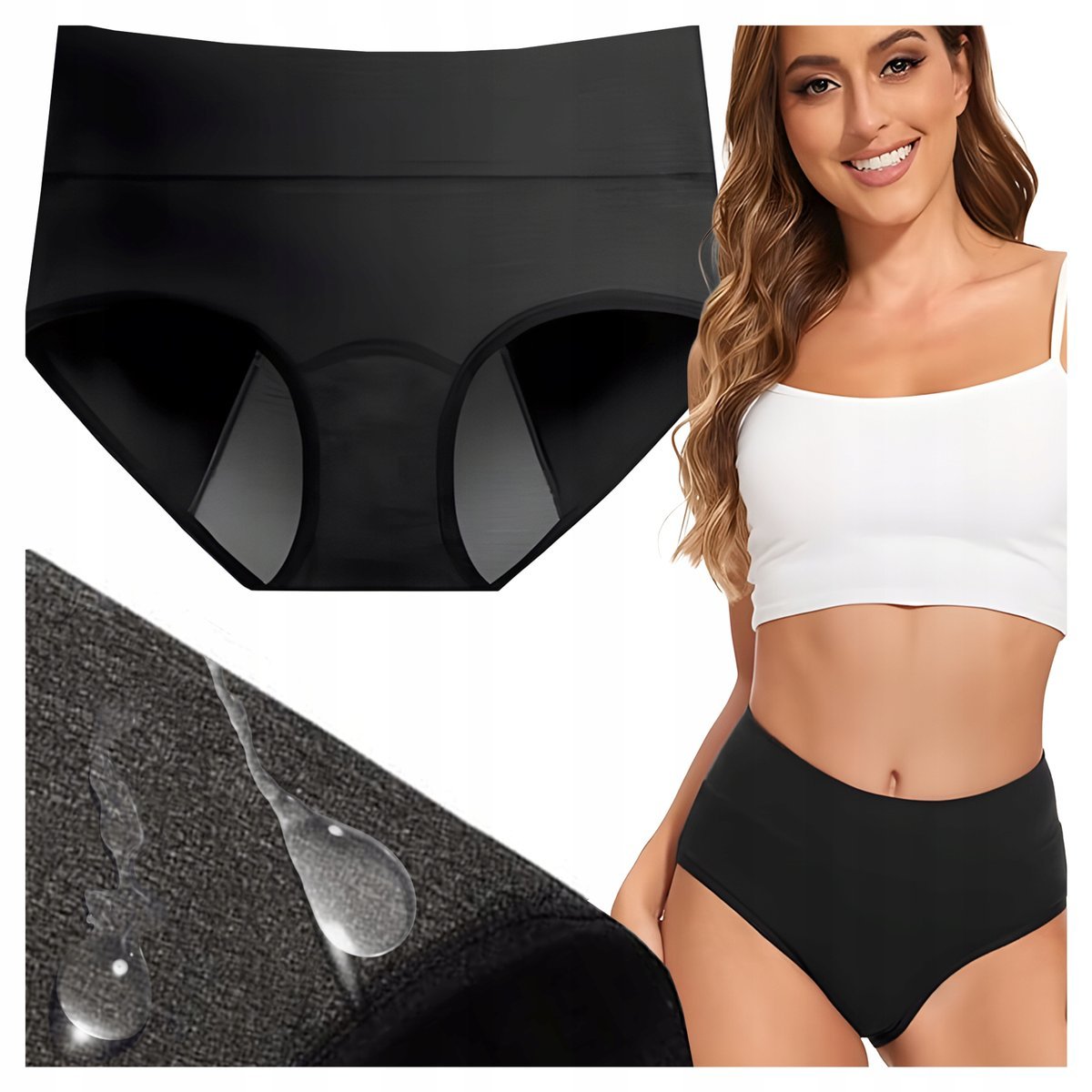 MAJTKI MENSTRUACYJNE Bawełniane Damskie Wysokim Stanem Nieprzeciekające 2Xl