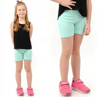 Spodenki damskie - Krótkie spodenki Legginsy 1/2 Kolarki Dziecięce Getry Szorty Miętowe 140 - miniaturka - grafika 1