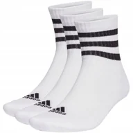 Skarpetki męskie - Skarpety adidas 3-Stripes Cushioned Sportswear Mid-Cut Socks 3P białe HT345 - miniaturka - grafika 1