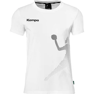 Koszulki i topy damskie - Kempa T-Shirt Women Black & White z prążkowanym kołnierzem bawełna koszulka damska - z nadrukiem gracza - sportowa fitness piłka ręczna - biała - rozmiar L i taliowany krój - grafika 1