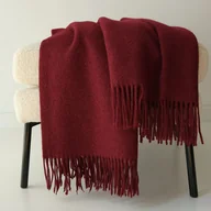 Koce - Koc wełniany SOLO bordowy wełna nowozelandzka - miniaturka - grafika 1