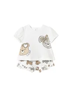 Komplety dla niemowląt - Mayoral Komplet t-shirt i spodenki 1256 Biały Regular Fit - miniaturka - grafika 1