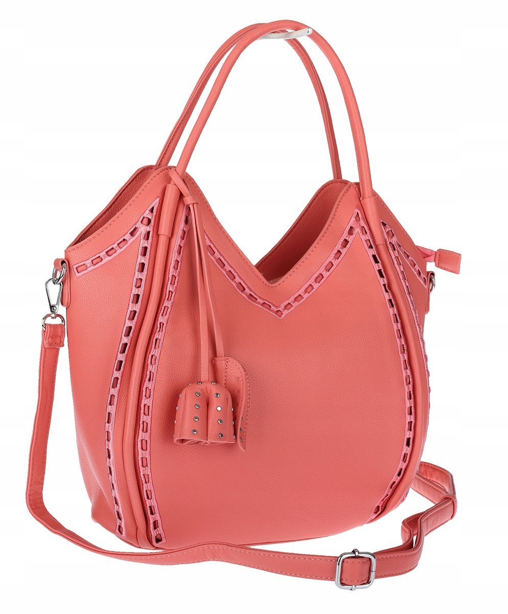 Torebka Damska kuferek shopper włoska marka Maria C pojemna MC602 różowa