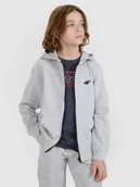 Bluzy dla chłopców - 4F Bluza dresowa rozpinana z kapturem chłopięca - szara 122 (6-7 lat) - miniaturka - grafika 1