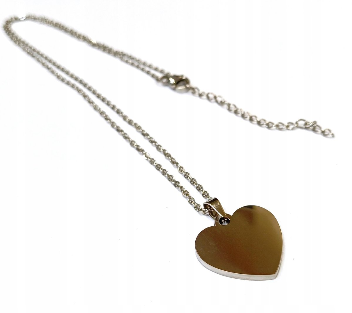 NASZYJNIK WISIOREK PRZYWIESZKA - SREBRNE SERCE, SERDUSZKO - STAL NIERDZEWNA