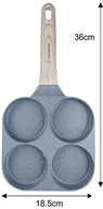 Patelnie - Patelnia z powłoką nieprzywieralną, 4 sekcje, szara z drewnianą rączką, 36x18,5x2,5cm Klausberg, KB-7822 - miniaturka - grafika 1