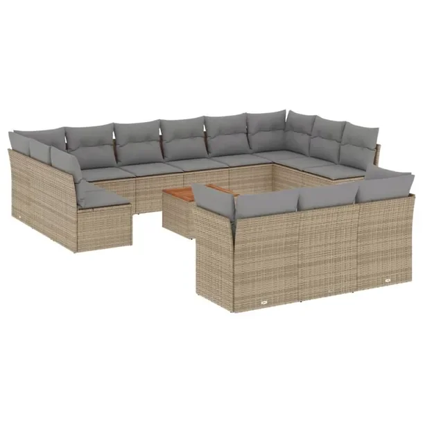 Zestaw mebli ogrodowych modułowych beżowy rattan PE, wymiary 62x62x69 cm,
