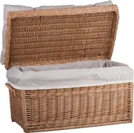 Pojemniki na zabawki - WickerPL Kufer Wiklinowy z Obszyciem skrzynia wiklinowa z wiekiem kosz na zabawki z poduszką 60x39 H39 cm - miniaturka - grafika 1