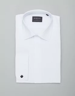 Koszule męskie - koszula fabrizia 00414 na spinki biały slim fit - grafika 1