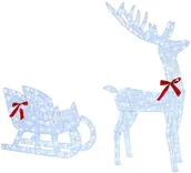 Ozdoby bożonarodzeniowe - vidaXL Renifer ciągnący sanie Zimna biel 70 x 26 x 128,5 cm Akryl - miniaturka - grafika 1