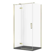 Kabiny prysznicowe - Kabina prysznicowa Cersanit Jota 100x80x195 prostokątna złoty transparentne z brodzikiem tako slim szary mat S601-387 - miniaturka - grafika 1