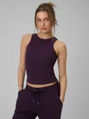 Koszulki i topy damskie - 4F Top slim z prążkowanej dzianiny damski - fioletowy XS - miniaturka - grafika 1