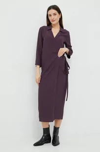 Sisley sukienka kolor fioletowy maxi prosta - Sukienki - miniaturka - grafika 1