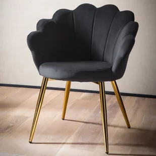 FineBuy Krzesło do jadalni Tulip Aksamit / Metal Tapicerowane krzesło kuchenne Krzesło Shell - Krzesła - miniaturka - grafika 1
