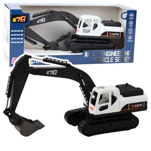 Koparka Gąsienicowa Metalowa Łyżka Ruchome Przeguby Obrót 360° Biała LEAN Toys - Samochody i pojazdy dla dzieci Koparka Gąsienicowa Metalowa Łyżka Ruchome Przeguby Obrót 360° Biała LEAN Toys - Samochody i pojazdy dla dzieci - miniaturka - grafika 1