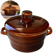 Beczki - Garnek Kamionkowy Na Smalec Mięso Sałatkę Zupę Ogórki Z Pokrywką 0,3L Gar - miniaturka - grafika 1