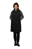 Kamizelki damskie - Ulla Popken Damska kamizelka Hyprar z długim kapturem i pikowaniem o strukturze plastra miodu, czarny, 46-48 duże rozmiary - miniaturka - grafika 1