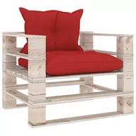 Sofy ogrodowe - vidaXL Sofa ogrodowa z palet, czerwone poduszki, drewno sosnowe - miniaturka - grafika 1