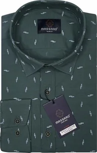 Elegancka wizytowa zielona PREMIUM koszula męska z lycrą we wzory SLIM-FIT - Koszule męskie - miniaturka - grafika 1
