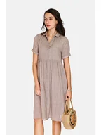 Sukienki - Le Jardin du Lin Lniana sukienka w kolorze szarobrązowym - miniaturka - grafika 1