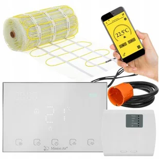 Mata grzewcza pod płytki MISSION AIR MA-160W/m2 8m2 (16mb x 50cm) + regulator Gemini Biały WiFi - Akcesoria grzewcze - miniaturka - grafika 1