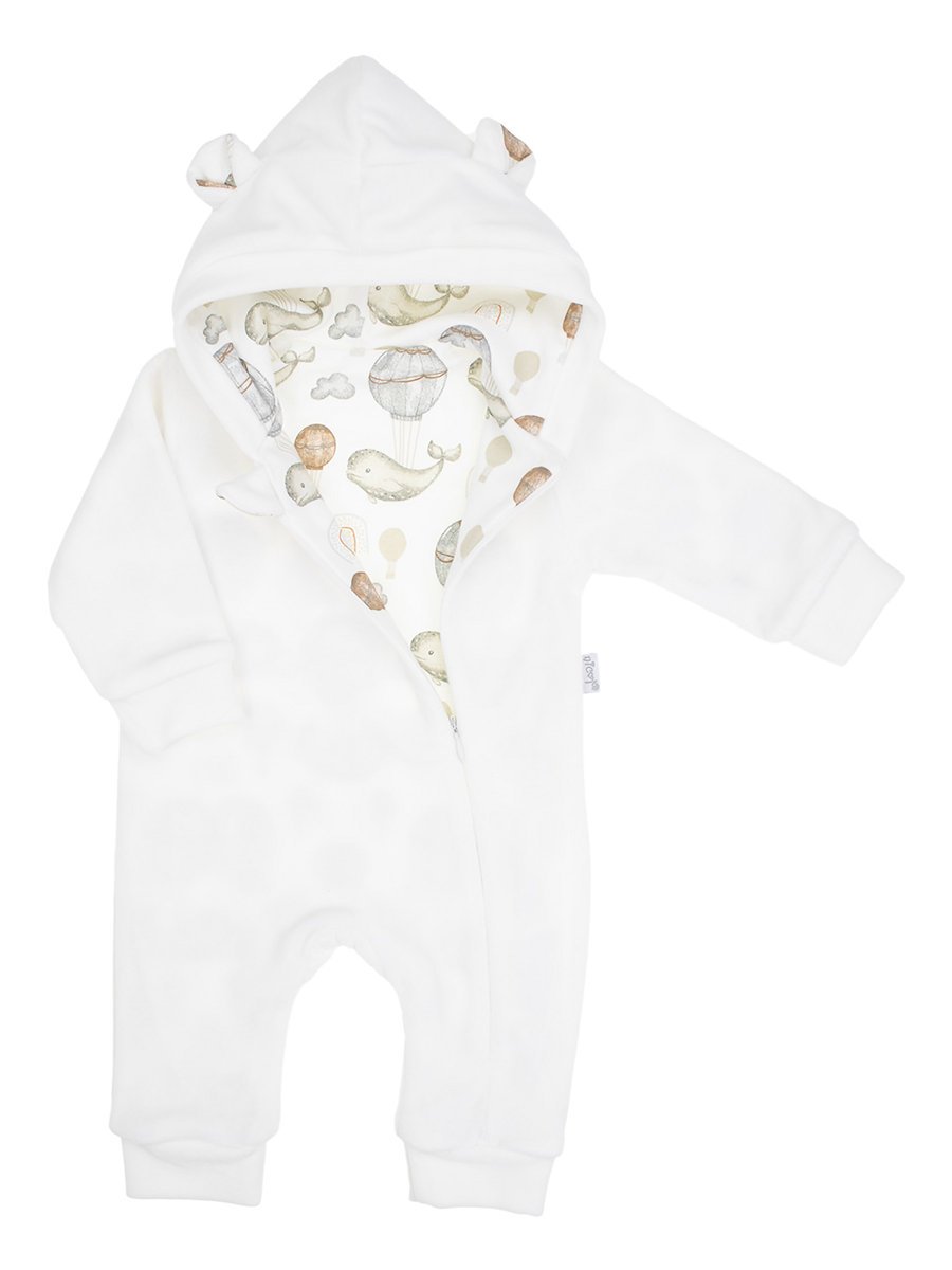 Chłopięcy kombinezon welurowy z podszewką kremowy Nicol r.68