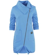 Bluzy damskie - Cienka długa bluza ze skośnym suwakiem i kominem BEATA - miniaturka - grafika 1