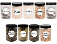 Pojemniki kuchenne - POJEMNIK PLASTIKOWY SŁOIK NA ŻYWNOŚĆ 750ML 9 SZT + ETYKIETY - miniaturka - grafika 1