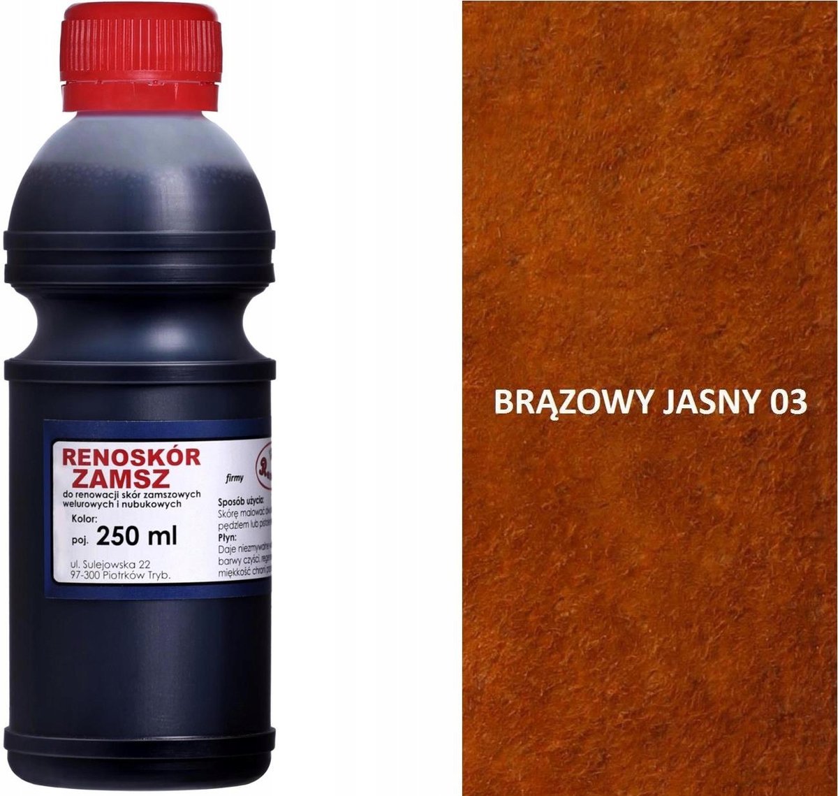 JASNY BRĄZ 03 BRĄZOWA FARBA DO RENOWACJI SKÓRY ZAMSZU NUBUKU WELURU G12-98