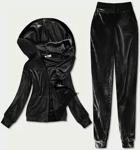 WELUROWY DRES DAMSKI CZARNY (81201) - Defox - Dresy damskie - miniaturka - grafika 1