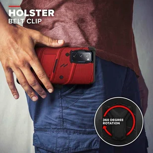 Zizo Bolt Cover Pancerne etui Samsung Galaxy S20 FE ze szkłem 9H na ekran + podstawka & uchwyt do paska (czerwony/czarny) - Etui i futerały do telefonów - miniaturka - grafika 4