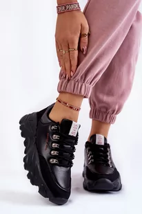Damskie Sneakersy Na Platformie Cross Jeans Kk2R4073C Czarne-39 - Sneakersy damskie - miniaturka - grafika 1