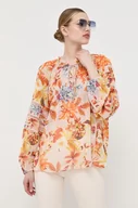 Bluzki damskie - Guess bluzka damska kolor pomarańczowy wzorzysta - miniaturka - grafika 1
