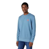 Bluzy męskie - Wrangler Bluza męska Sign Off Crew Sweater, Captains Blue, L, Captains Blue, L - miniaturka - grafika 1