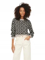 Swetry damskie - ONLY KRÓTKI SWETER DAMSKI WZÓR GEOMETRYCZNY BEŻOWY M 6BA - miniaturka - grafika 1