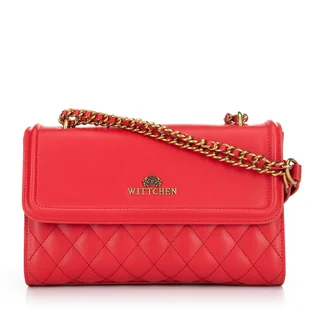 Damska listonoszka ze skóry naturalnej w pikowanie czerwona - Torebki damskie - miniaturka - grafika 1