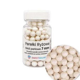 Posypka cukrowa PEREŁKI RYŻOWE BIAŁE PERŁOWE 7 mm Sweet Decor, 40 g - Dodatki do ciast w proszku - miniaturka - grafika 1