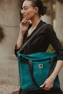 Torebki damskie - Torba ciemny turkus z wodoodpornego nubuku tapicerskiego - miniaturka - grafika 1