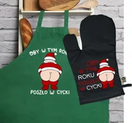 Fartuchy i rękawice kuchenne - ZESTAW RĘKAWICA KUCHENNA ŚWIĄTECZNA I FARTUCH OBY W TYM ROKU POSZŁO W - miniaturka - grafika 1