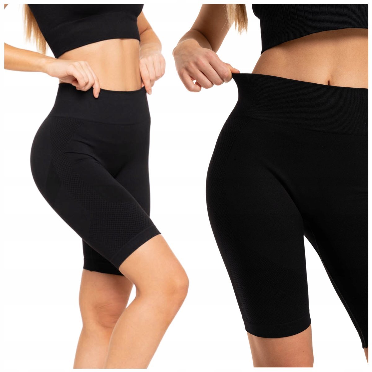 Krótkie LEGGINSY DAMSKIE Kolarki Bezszwowe Push-Up Wysoki Stan MORAJ L
