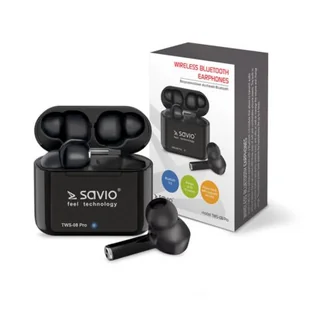 SAVIO TWS 08 PRO Czarny - Słuchawki - miniaturka - grafika 1