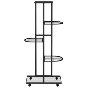 Lumarko Kwietnik z 5 półkami i kółkami, 44x23x100 cm, czarny, żelazny - Kwietniki - miniaturka - grafika 4