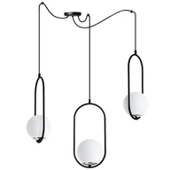Lampy sufitowe - Lampa sufitowa wisząca Luna Pająk modern czarna/chrom 3xE14 klosz kula biała Light Home LH - miniaturka - grafika 1